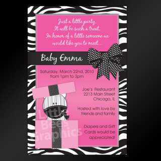 20 Zebra Print Present Baby Shower Birthday Invitations  