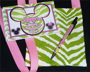 Personalized Disney ZEBRA MICKEY Autograph Book/Bag/Pen  