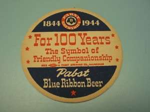 PABST BLUE RIBBON BEER COASTER 100 YEARS  