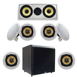  7 Piece 5.25 HD5 In Wall Speaker System w/1000W Black 15 