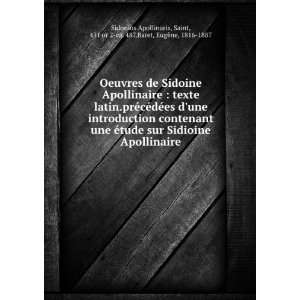 Oeuvres de Sidoine Apollinaire  texte latin.prÃ©cÃ 