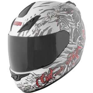   Face Motorcycle Helmet Silver/White Cat Outa Hell Medium M 87 5478