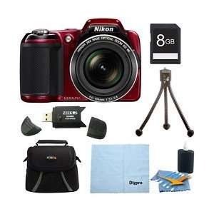   ED Glass Lens and 3 inch LCD (Red) 8GB Premiere Bundle
