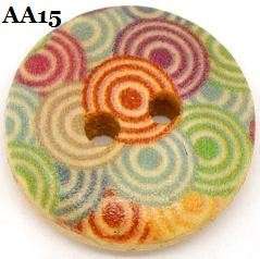 10 WOODEN BUTTONS 15mm   10 DESIGNS TO CHOOSE FROM W FF  