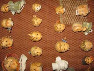30 colorful Doll heads porcellain 1900 Germany  