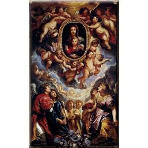 Virgin And Child Adored By Angels 18x30 Streched Canvas Art by Rubens 