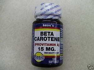 BASIC brand BETA CAROTENE 15MG SOFTGELS 100CT  
