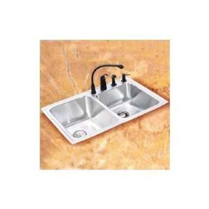 Lustertone 22x33 Self Rimming Double Bowl Kitchen Sink with Optional 