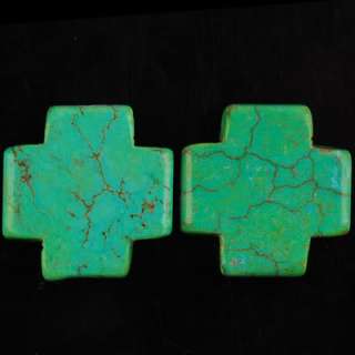 Turquoise Cross Pendant Bead Pair L1655  