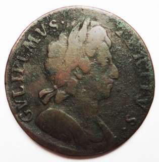 GB   1695 WILLIAM III HALFPENNY   SCARCE  