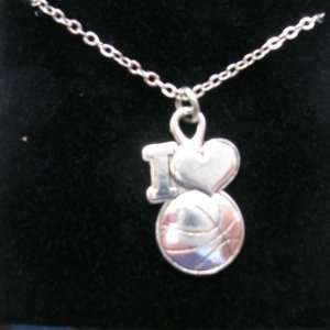  Pewter I Love Basketball Necklace Musical Instruments