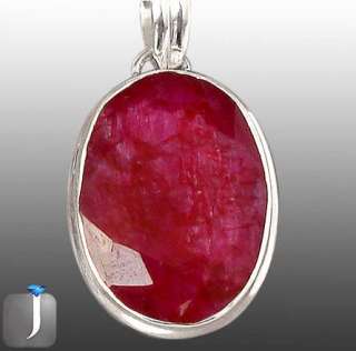 SLEEK RED RUBY OVAL 925 STERLING SILVER SOLITAIRE ARTISAN PENDANT 1 3 