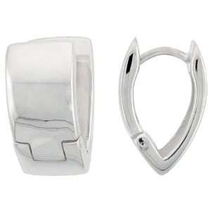 Sterling Silver Flawlessly Finished Huggie Earrings V Shape, 5/8 tall