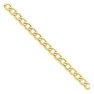  14k 8.0mm Semi Solid Curb Link Chain 8 Inches Jewelry