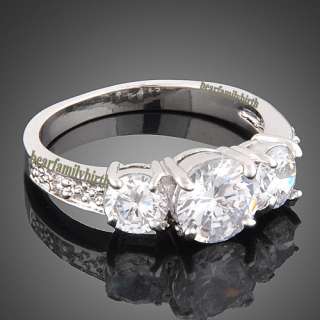 18K white GOLD GP Swarovski crystal wedding ring 1769#7,8  