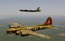 LSFM B 17G Thunderbird in flight with a B 52H at 2006 Defenders of 