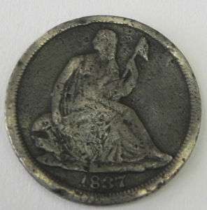 1837 UNITED STATES LIBERTY SEATED HALF DIME COIN  