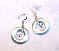 Brushed Silver Tone Clear Crystal Spiral Hoop Round Dangle Earrings 