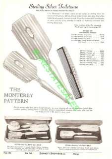 1940 Vintage Sterling Dresser Set Monterey Catalog Ad  