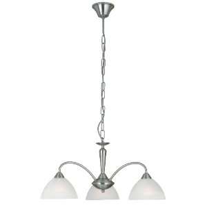 Eglo 83009A Lord 3 Light Chandelier Fixture, Nickel Frosted/Alabaster