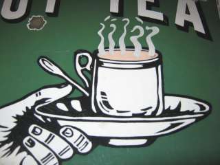 ANTIQUE COFFEE SHOP CAFE TEA CUP SPOON PORCELAIN ADVERTISING ART HAND 
