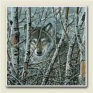   Wolf in Trees Wildlife Absorbastone Six Inch Trivet