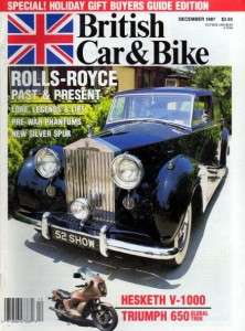 British Car & Bike Magazine Dec 1987   Hesketh Vampire & Rolls Royce 