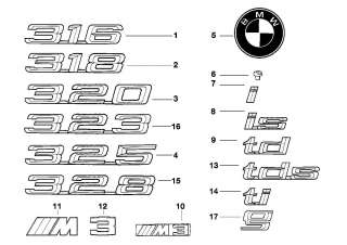 BMW 3 Series E36 Badge 323 M52 1997 1999 51148170184  