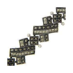  Sterling Silver Marcasite X Design Bracelet Jewelry