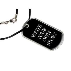  Write Your Own Story   Military Dog Tag Black Satin Cord 