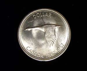 Canada 1967 Dollar Coin .800 Silver BU Goose, Confederation Centennial 