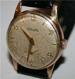 9CT GOLD GENTS NIVADA WATCH 1962 A MASON 25YRS WITH GKN CARDIFF STEEL 