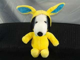 Plush United Syndicate Snoopy Yellow Easter Bunny Toy  