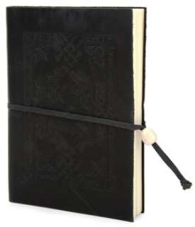   Tooled Border Brown Italian Leather Journal with Bead 