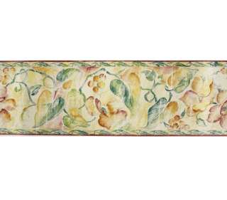 Orange Yellow Green Floral Wallpaper Border Pasted NEW  