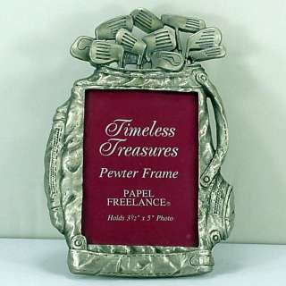   PEWTER 3 1/2x5 GOLF BAG PICTURE / PHOTO FRAME 050271131484  