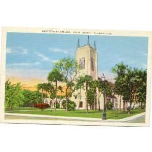 1940s Vintage Postcard   Bethesda by the Sea Episcopal Church   Palm 