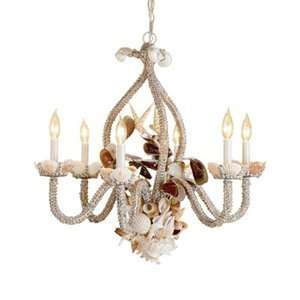 Currey & Company 9593 6 Light Beachcomber Chandelier, Natural Shell 