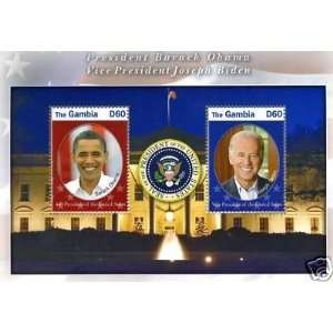    Stamps President U.S. Obama & Biden GAMBIA 