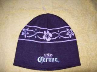 NEW WOMENS GIRLS BROWN & PINK CORONA Beanie Ski Knit Hat Winter Cap 