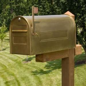 Woodward Locking Post Mount Brass Mailbox   Standard   Antique Brass