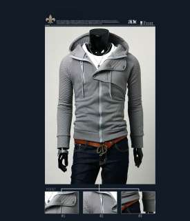 New Men Slim Asymmetry Designed Hoody Jacket M L XL XXL  