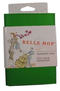Belle Hop Green Leather Passport Holder Travel Case  