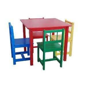  Beck Childrens Primary Color Wooden Table with Four 