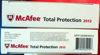 Mcafee Total Protection 2012   3 PCs Retail New Sealed  w 