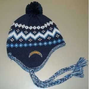   Chargers Womens Braided Tassel Knit Beanie Hat