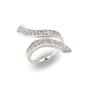  Womens Pave Clear Swarovski Crystal Ring, Size 5 10 