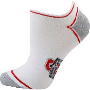   State Buckeyes Ladies White No Show Ankle Socks