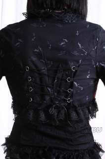 Gothic Punk Asian Silky Embroidered Damask Kimono Corset Bolero Caplet 