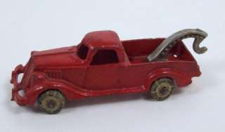   Red Metal Toy Tow Truck Wrecker Rubber Wheels No 2222 Marked  
